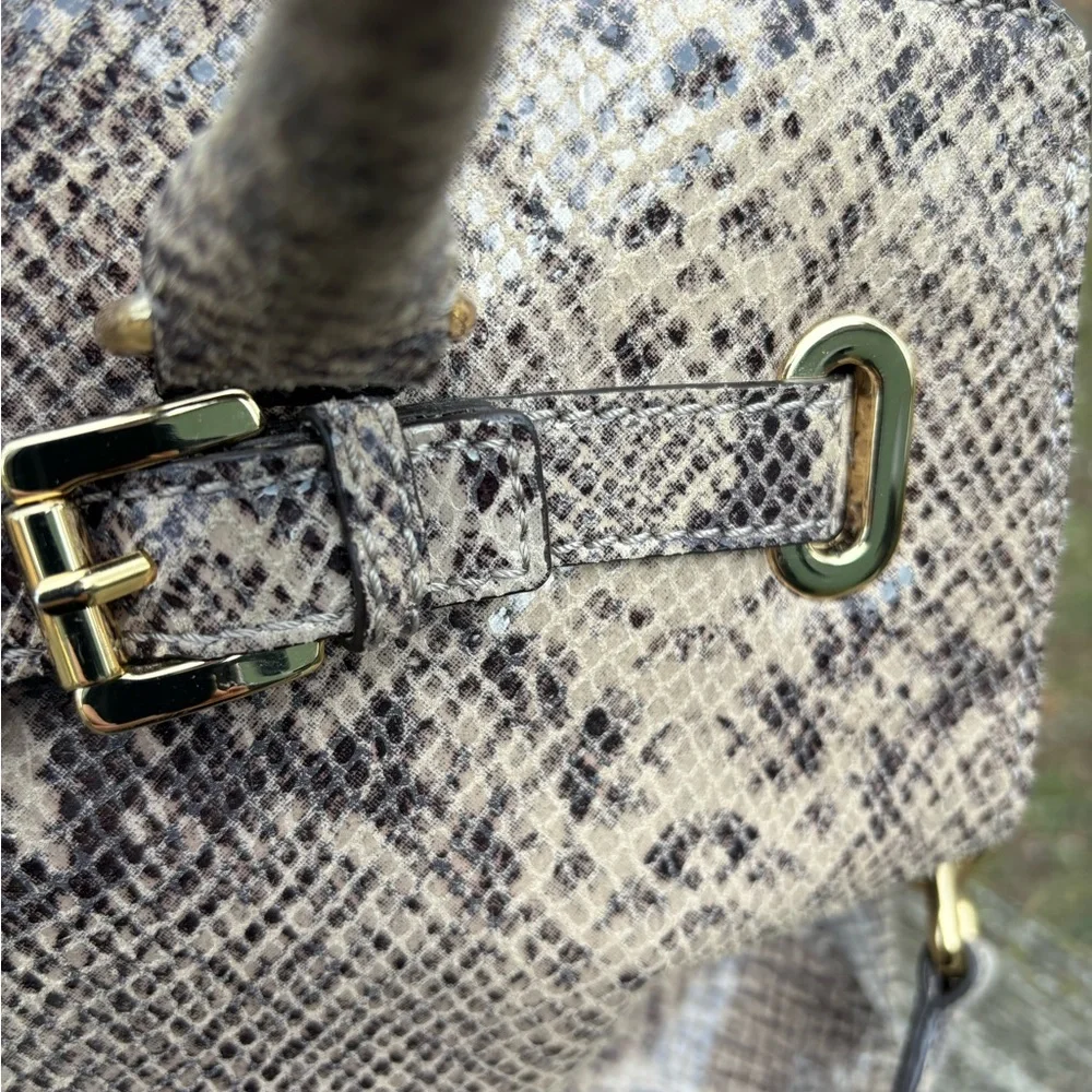 Michael Kors Gray and Tan Snake Print Satchel/Shoulder Bag